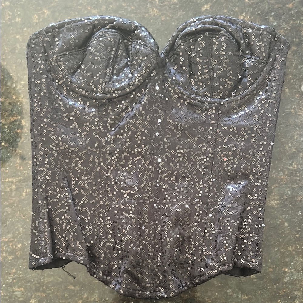 Starline vintage black sequined corset